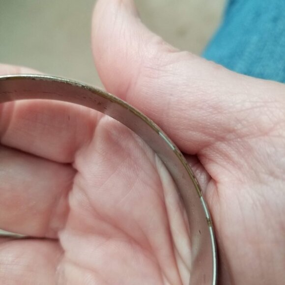 Vintage Monet Silver Tone Bangle Bracelet, Textured Brushed Matte Silver Pattern - Picture 12 of 12